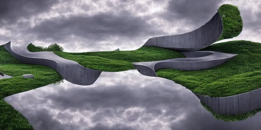 Prompt: an incredibly hyper realistic photorealistic organic architecture with beautiful indirect lighting and bright specular highlights in the style of erik johansson by dr. seuss twisted around organic highly reflective mirrored optical illusions, global illumination, radiant light, detailed and intricate environment