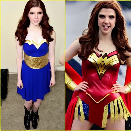 Image similar to anna kendrick cosplaying as wonder woman