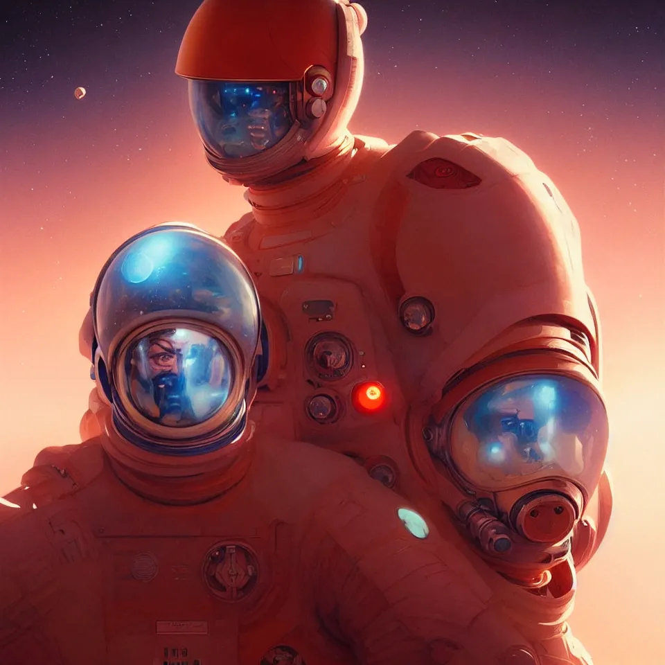 Image similar to Spaceman man on Mars futuristic portrait, highly detailed, digital painting, artstation, concept art, smooth, sharp focus, illustration, art by artgerm and greg rutkowski and alphonse mucha