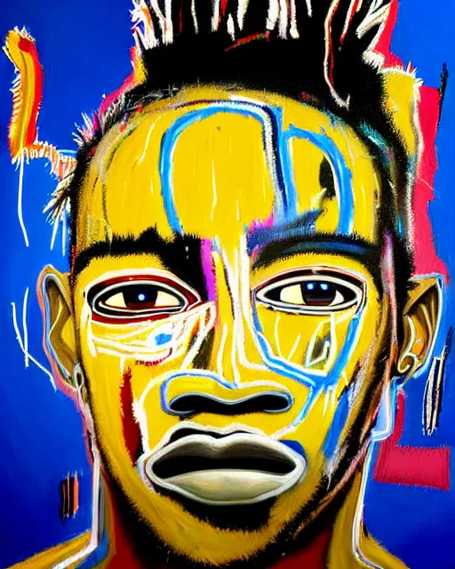 Image similar to A extremely ultra highly detailed majestic hi-res beautiful immaculate head and shoulders award winning painting stunning masterpiece of ultra highly detailed paintings by Jean-Michel Basquiat, 8k, high textures, ultra hyper sharp, insanely detailed and intricate, super detailed, 8k HDR ultra high quality, high detail, hyperrealist, photorealistic, octane render, cinematic, high textures, hyper sharp, 4k insanely detailed and intricate, surrealism, surrealist, real life, lifelike, 8k, hyper realistic, super detailed, realistic, 4k HDR hyper realistic high