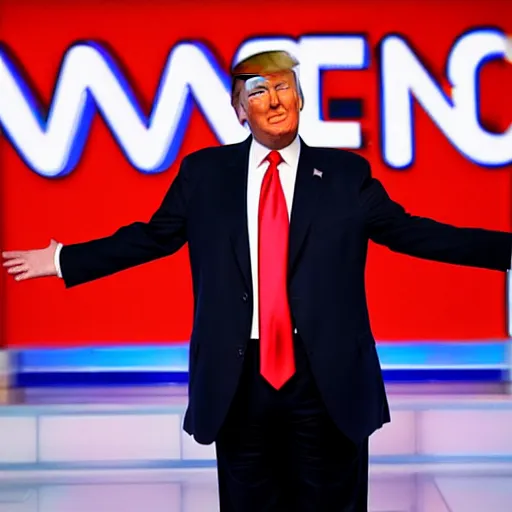 Image similar to donald trump as a news anchor on cnn