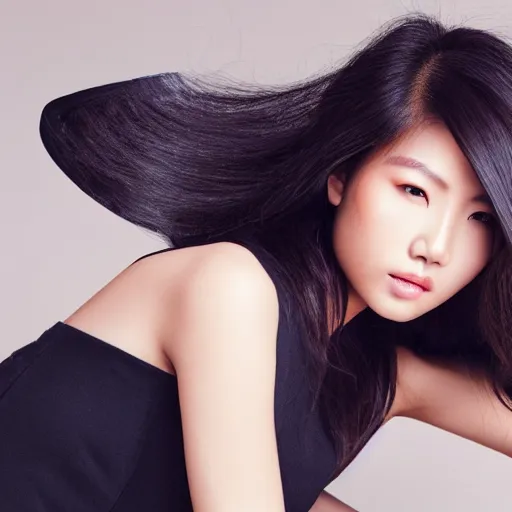 Image similar to asian female fashion model with huge cheekbones.