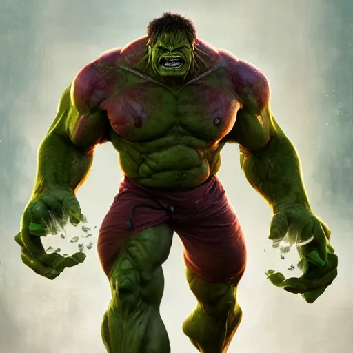 Image similar to shreak as the hulk au naturel, hyper detailed, digital art, trending in artstation, cinematic lighting, studio quality, smooth render, unreal engine 5 rendered, octane rendered, art style by klimt and nixeu and ian sprigger and wlop and krenz cushart