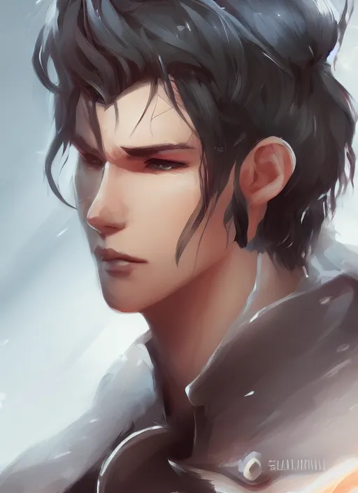 Image similar to detailed beautiful cool male character art, concept art, depth of field, on amino, by sakimichan patreon, wlop, weibo, bcy. net, colorhub. me high quality art on artstation.