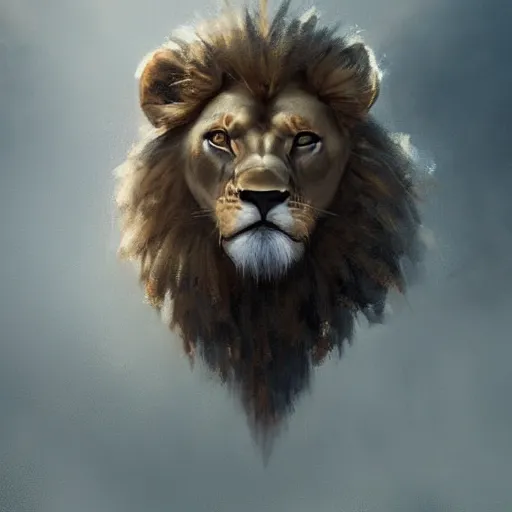 Prompt: A portrait of anthropomorphized Lion, muscular, fantasy art, art by greg rutkowski, matte painting, trending on artstation