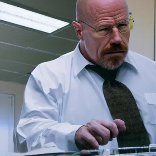Prompt: Live Action Still of Alex Jones dressed as and playing Walter White in Breaking Bad, real life, hyperrealistic, ultra realistic, realistic, highly detailed, epic, HD quality, 8k resolution, body and headshot, film still
