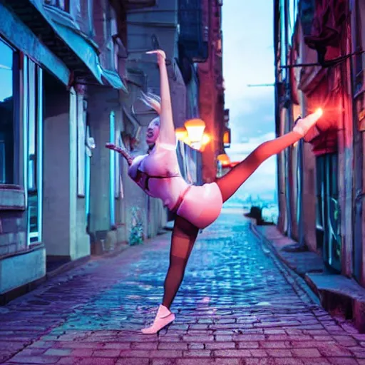 Image similar to kerli koiv dancing in the streetlights