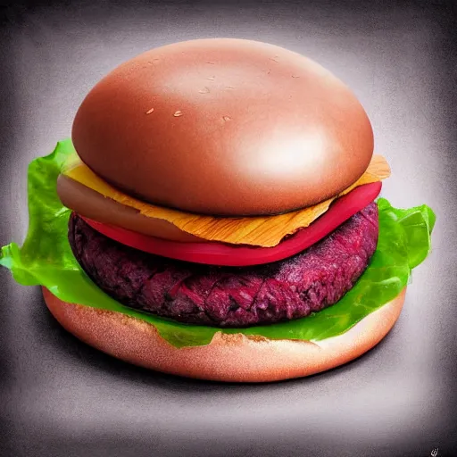 Image similar to a hybrid crystal hamburger, digital art, dramatic product photography