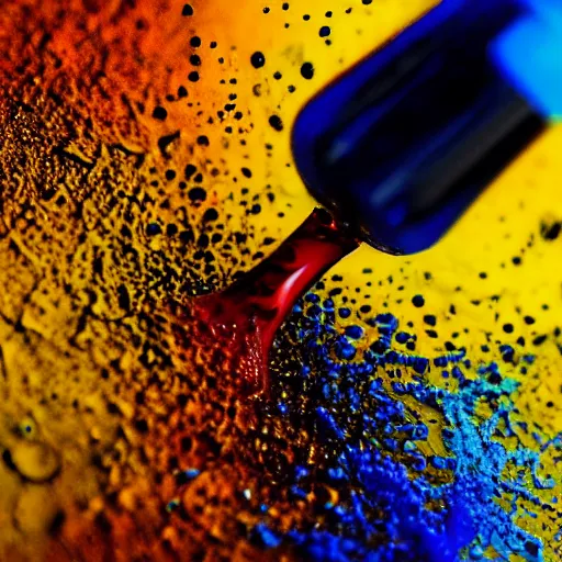 Image similar to slow-mo footage macro ink drops in water, colorful, professional photo, smoke, close-up