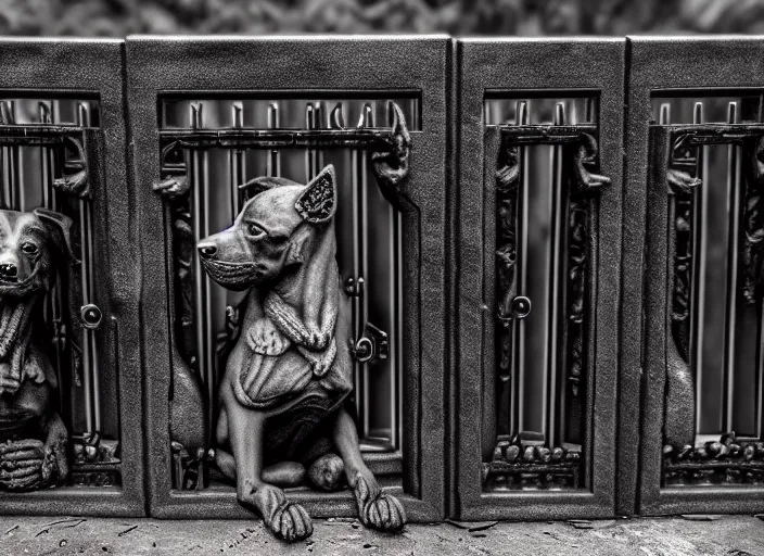 Image similar to photo of a real life photorealistic three - headed kerberos dog guarding the gates to the underworld. fantasy horror style. highly detailed 8 k. intricate. lifelike. soft light. nikon d 8 5 0 5 5 mm. dof. cinematic post - processing.
