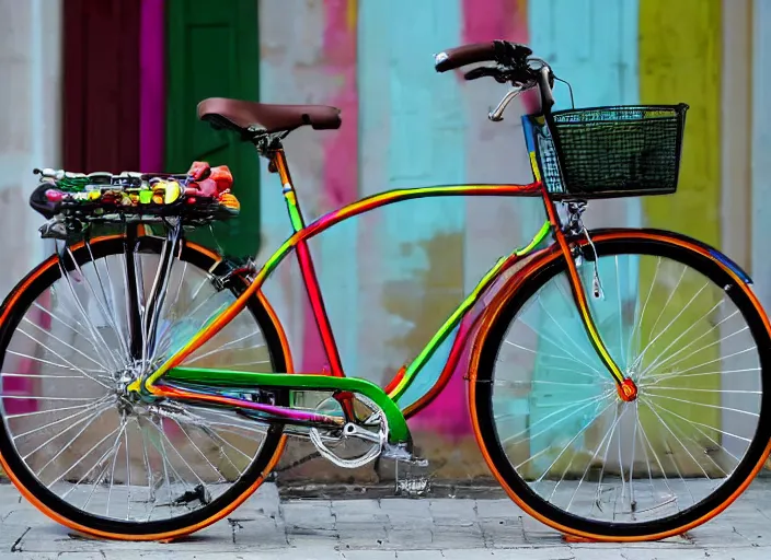 Prompt: bicycle that says Klein, great looking, exquisite design, multicolored