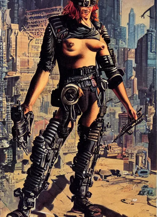 Image similar to cyberpunk mercenary. portrait by clyde caldwell and jean giraud and anton otto fischer and john philip falter and will eisner and gil elvgren