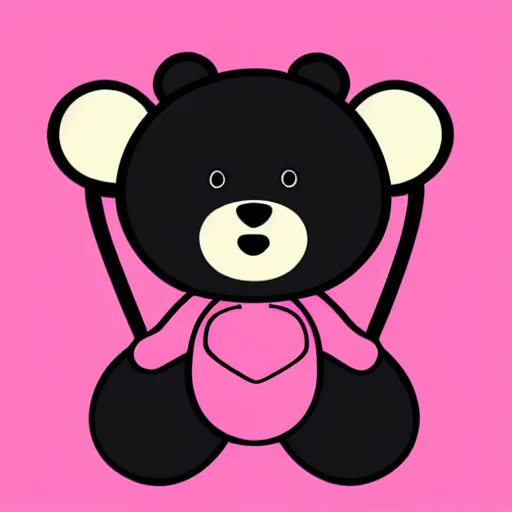 Image similar to a cute pink cuddly bear wearing headphones vector logo