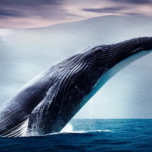 Prompt: portrait photo by national geographic, a stunning blue whale completely covered in a long billowing flowing white sheet, swimming through the ocean, backlit, 4 d, 4 k, volumetric lighting, photorealistic, light ray, hyperdetailed