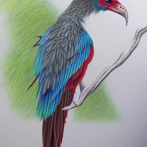 Image similar to a color pencil drawing of a quetzal by natalia rojas and ana maria martinez jaramillo, pastel colors, in the style of wingspan artworks, realistic graphite, high quality, artstation, 4 k, realism, photorealism, extremly fine art