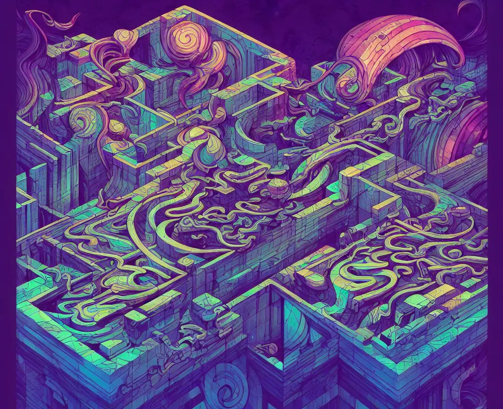 Image similar to arcane twisted turn of fate abstraction, centered award winning ink pen illustration, isometric abstract illustration by dan mumford, edited by craola, technical drawing by beeple and tooth wu, tiny details by artgerm and watercolor girl, symmetrically isometrically centered