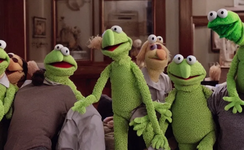 Image similar to human centipede but its muppets