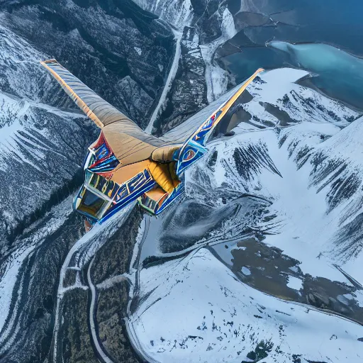 Prompt: aerial 3 5 mm photograph of flying scapecraft over laskhwadeep island