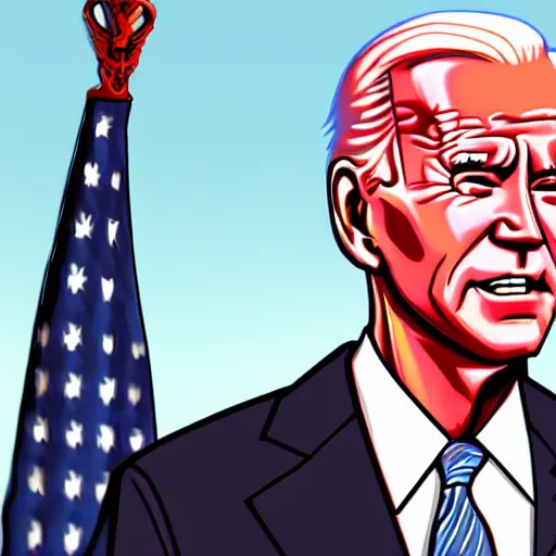 Image similar to Final Boss President Joe Biden. Glowing red eyes. Fantasy concept art.