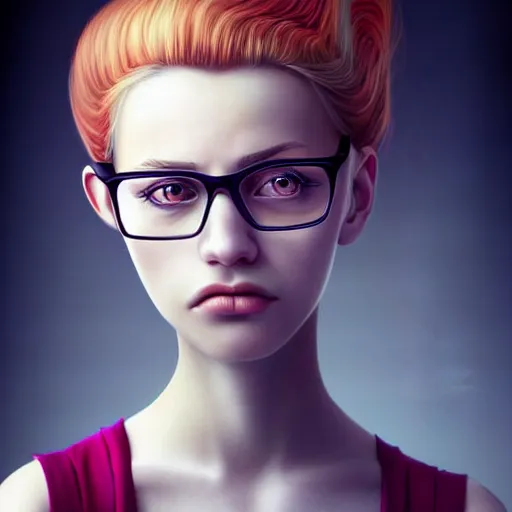 Prompt: beautiful portrait of a hopeless, worthless, lonely, ( young woman ) lawyer, stunning, intelligent, fashionable, vivid!!, sharp, crisp, colorful!!, ultra ambient occlusion, reflective, universal shadowing, fantasy art, extremely even lighting, art by wlop, dr seuss!!, ilya