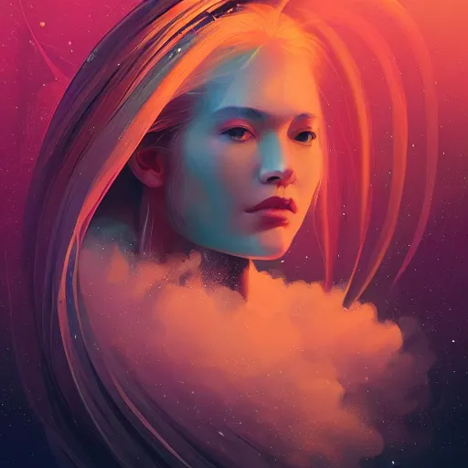 Prompt: a beautiful portrait of a celestial goddess by Petros Afshar and Beeple, Trending on Artstation
