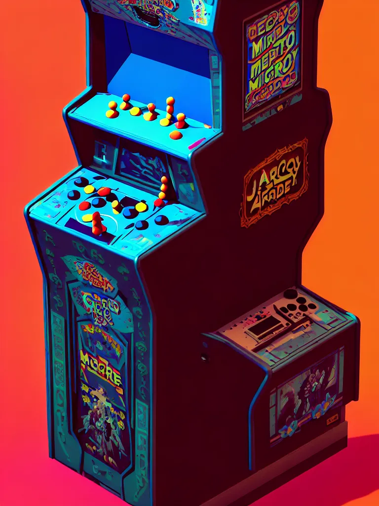 Image similar to retro arcade cabinet, moody::alejandro jodorowsky, studio ghibli, beeple and James Gilleard and Justin Gerard :: ornate, dynamic, particulate, intricate, elegant, highly detailed, centered, artstation, smooth, sharp focus, octane render, 3d