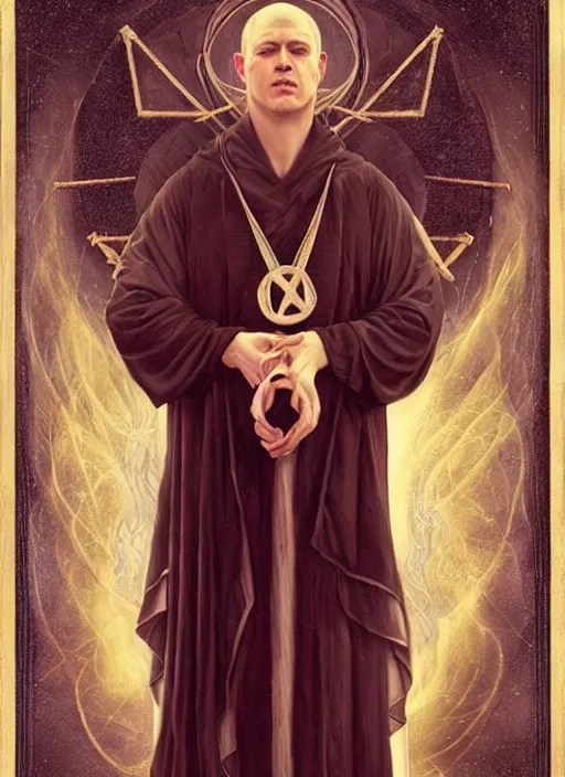 Image similar to channing tatum as aleister crowley the grand mage of thelema. art by tom bagshaw and nils hamm