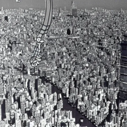 Image similar to gumby destroying tokyo in 1 9 6 5