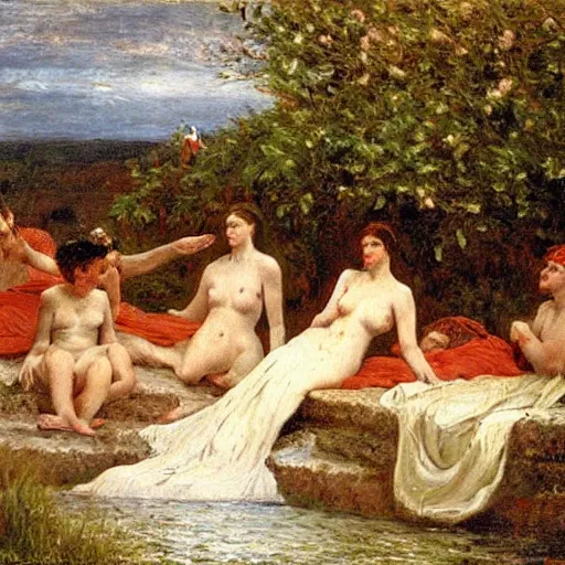 Image similar to The last day in paradise, oil on canvas, 1883