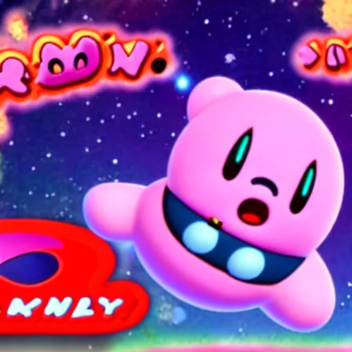 Image similar to kirby consuming the universe, kirby's dreamland gameplay, horror
