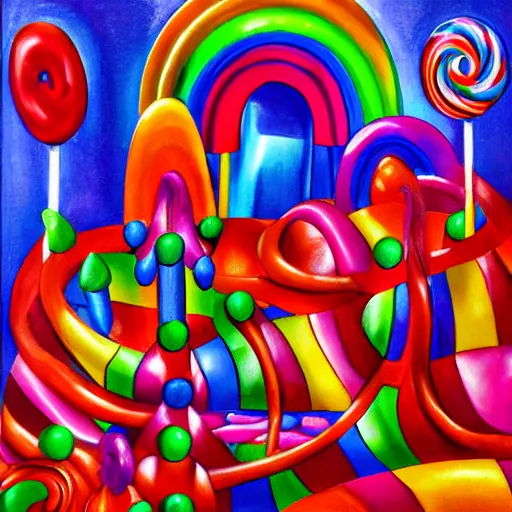 Image similar to candy land, expressionist