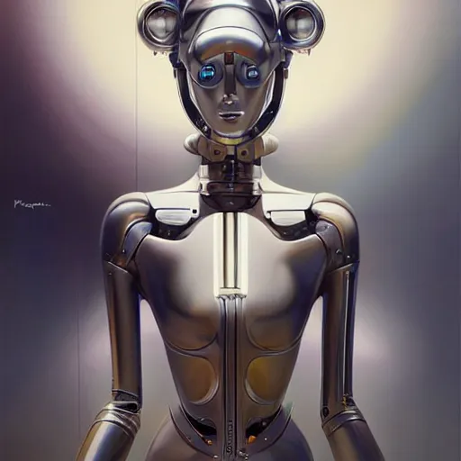 Prompt: scifi futurism automaton minimalism chrome by peter mohrbacher art Hajime Sorayama airbrush hyperrealism