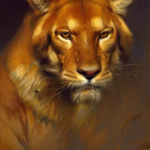 Prompt: a portrait of an animal. highly detailed painting by gaston bussiere, craig mullins, j. c. leyendecker, furry