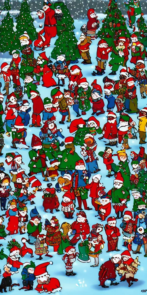 Image similar to a christmas scene by where's waldo