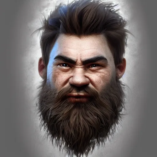 Prompt: ultra realistic portrait of a small dwarf with an large beard, muscular build, tough, highly detailed trending on artstation, photo, medieval, fantasy