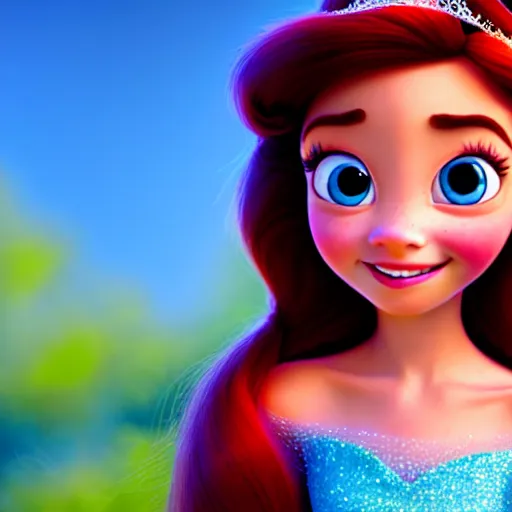 Image similar to portrait of a disney princess, pixar style , beautiful , cute , 4k , HD