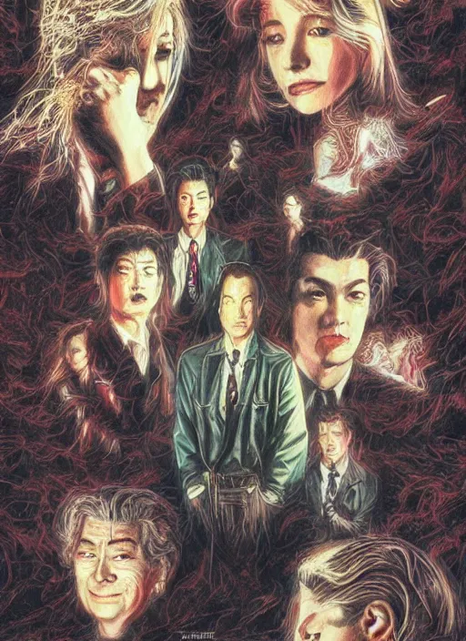 Prompt: twin peaks movie poster art by yoshitaka amano