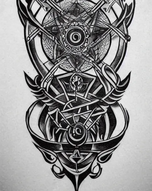 Image similar to cool alchemy tattoo design idea on transparent background