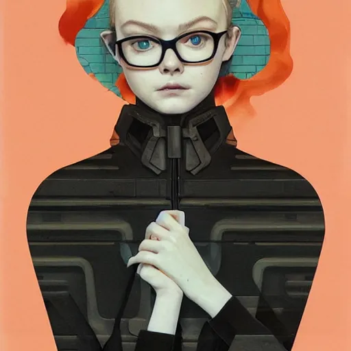 Image similar to Elle Fanning in iRobot picture by Sachin Teng, asymmetrical, dark vibes, Realistic Painting , Organic painting, Matte Painting, geometric shapes, hard edges, graffiti, street art:2 by Sachin Teng:4