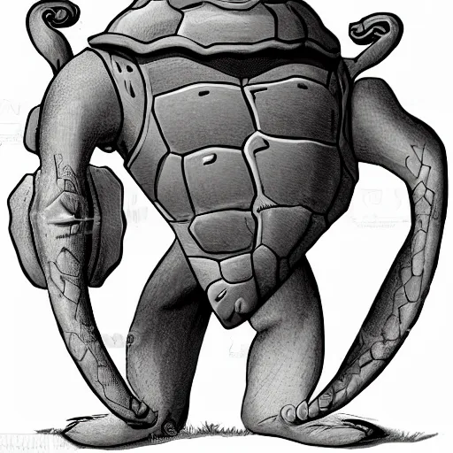 Image similar to anthropomorphic turtle hero