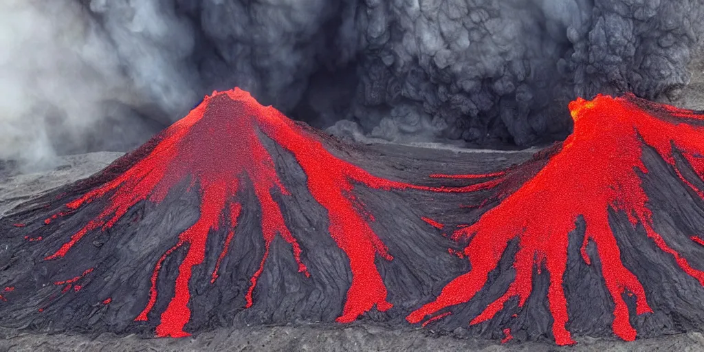 Image similar to Great volcanic eruption, Frida style.