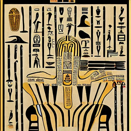 Image similar to Kurt vonnegut scene, hieroglyphics, surreal