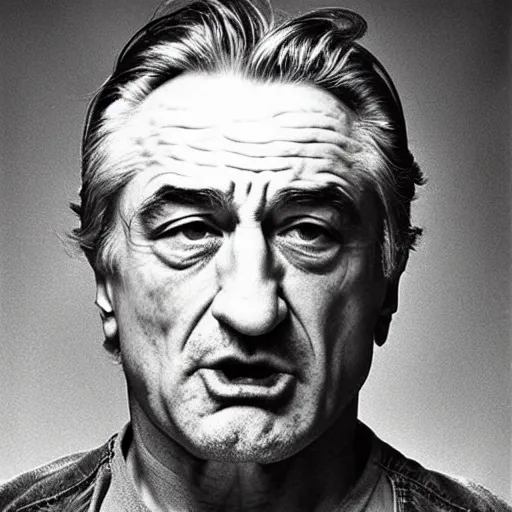 Image similar to Portrait photograph, mugshot of an angry Robert de Niro by Ansel Adams