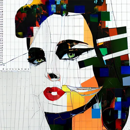 Image similar to beautiful elegant woman seen in profile, from the side, haloed by an explosion of microsoft excel chart lines and graphs by sandra chevrier, rik oostenbroek, simple contrasted color, white background