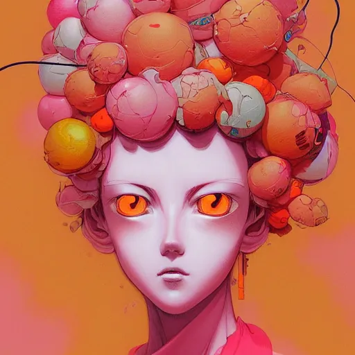 Prompt: prompt : pink and orange and yellow portrait soft light painted by james jean and katsuhiro otomo and erik jones, inspired by evangeleon anime, smooth face feature, intricate oil painting, high detail illustration, sharp high detail, manga and anime 1 9 9 9