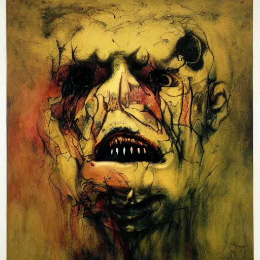 Image similar to landscape of Multiple faces all melting into one, horror, Francisco Goya and Francis Bacon painting. Andy Warhol and Beksiński masterpiece