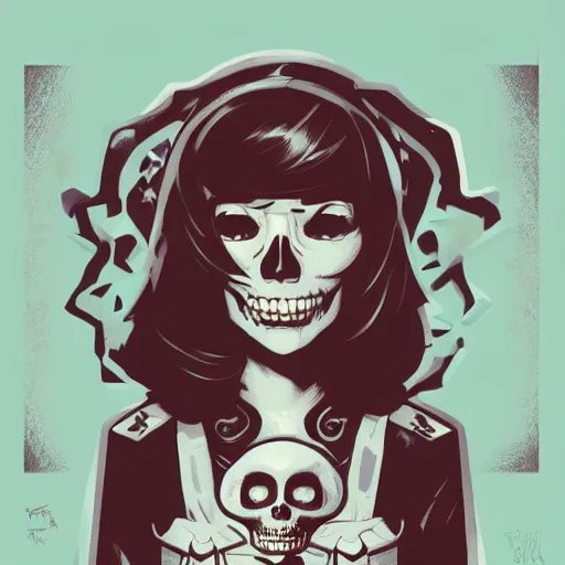 Prompt: portrait skull girl princess by petros afshar, tom whalen, laurie greasley, jc leyendecker and singer sargent