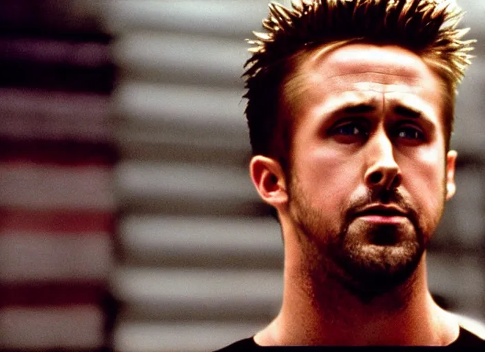 Image similar to film still of Ryan Gosling as Tyler Durden in Fight Club 1999