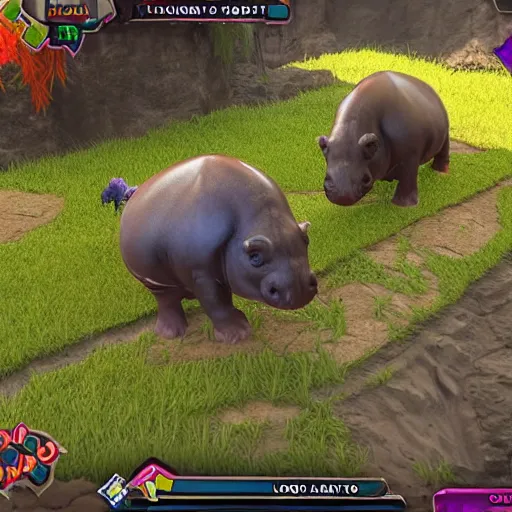 Prompt: a baby hippo in World of Warcract, in-game screenshot