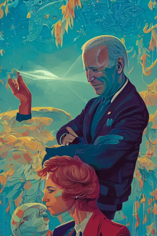 Image similar to joe biden contemplates the future, tristan eaton, victo ngai, artgerm, rhads, ross draws